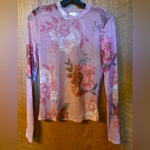 Sheer long sleeve floral shirt size S